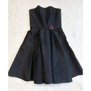 Gunne Sax Jessica McClintock Size 7 Short Black Formal Dark Romantic Strapless